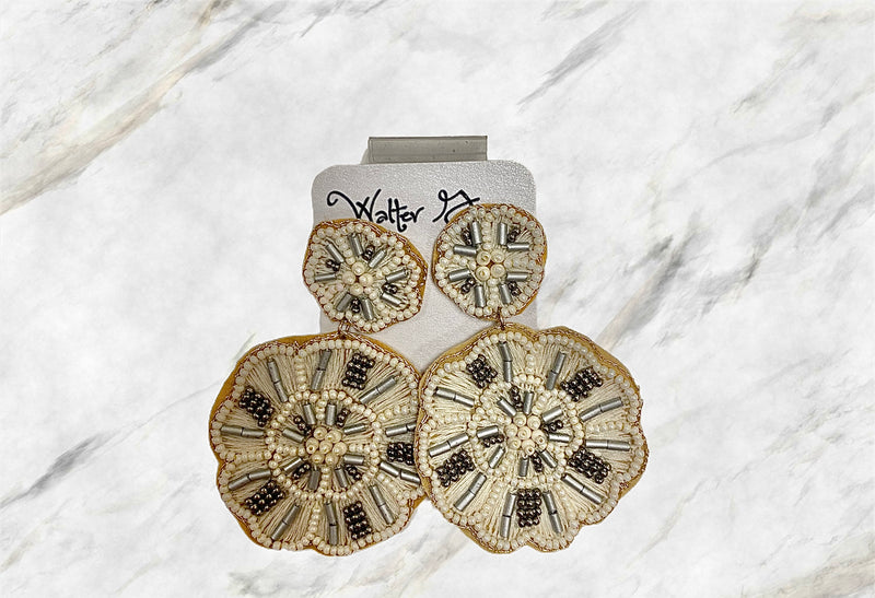 Two Flower Beaded Earrings