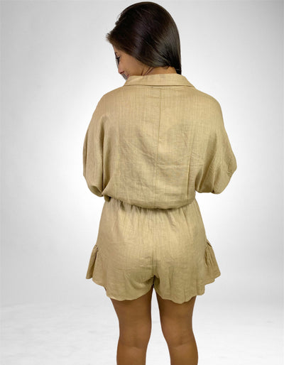 DOLMAN SLEEVE TIE WAIST ROMPER