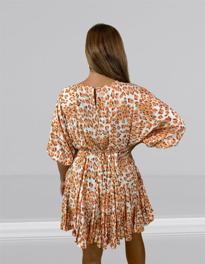 Orange Ruffled Mini Dress