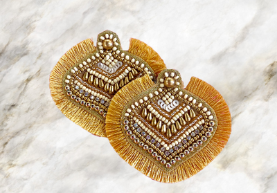 Beaded Fan Post Earrings