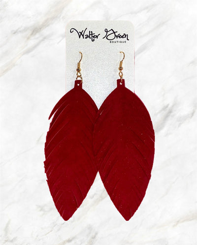 Genuine Leather Leaf Earrings