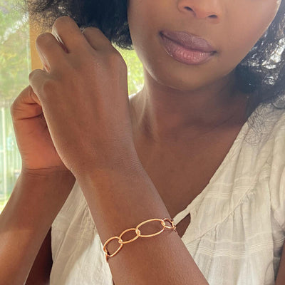 Infinity Link Torque Bangle in Rose Gold