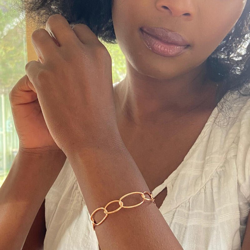 Infinity Link Torque Bangle in Rose Gold