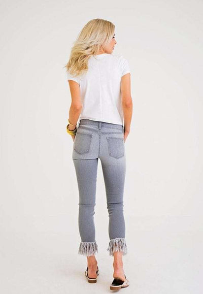FRINGE BOTTOM JEANS