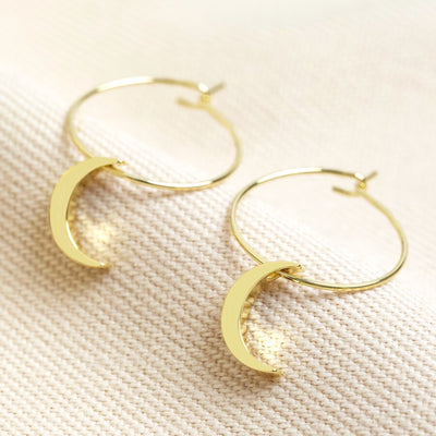 Moon Hoops in Gold