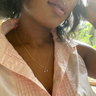 Pearl and Crystal Rainbow Necklace