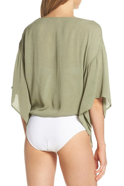 tie front cropped blouse