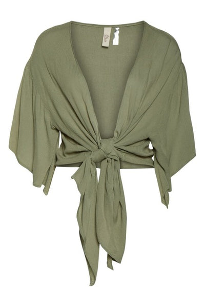 tie front cropped blouse