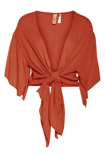 tie front cropped blouse