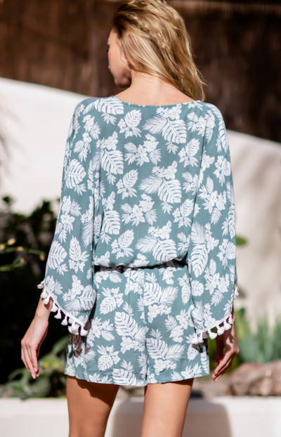 Sage Florals Kimono Romper