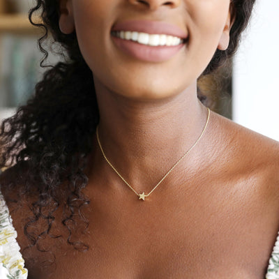 Star Bead Necklace in Gold