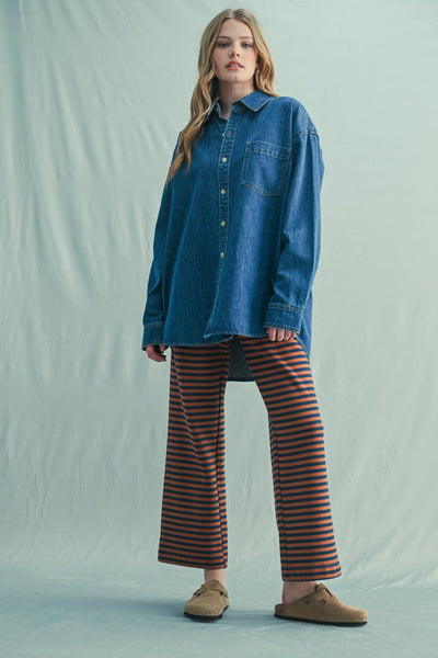 Washed Button-up Denim Shirt