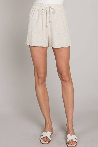 Soft Linen Elastic Waist Tie Short Tie Shorts