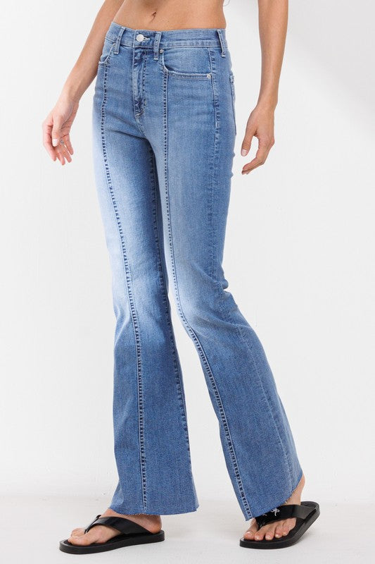 HIGH RISE FLARE WITH CENTER LEG SEAMS JEANS