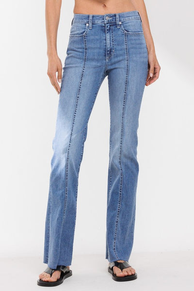 HIGH RISE FLARE WITH CENTER LEG SEAMS JEANS