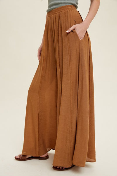 WIDE LEG PANTS WITH RAW EDGE DETAIL