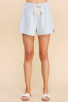 Striped cotton/linen Drawstring Shorts