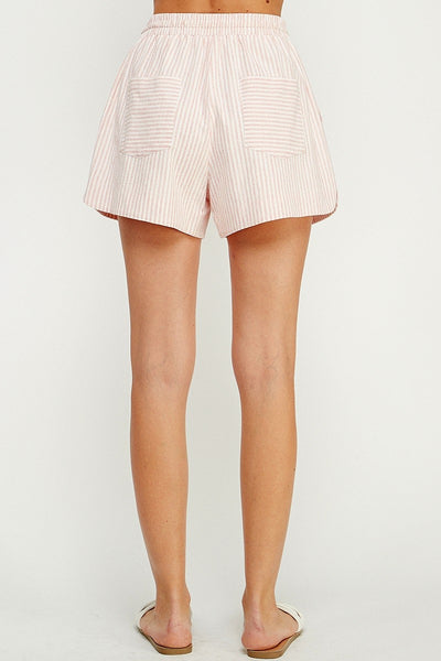 Striped cotton/linen Drawstring Shorts