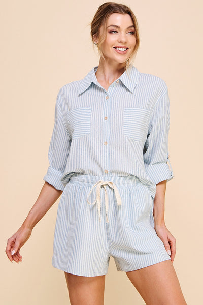 Striped Cotton/Linen Button Down