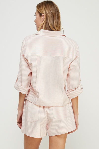 Striped Cotton/Linen Button Down