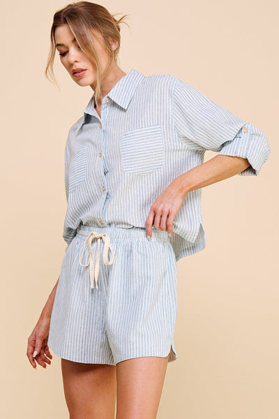 Striped Cotton/Linen Button Down