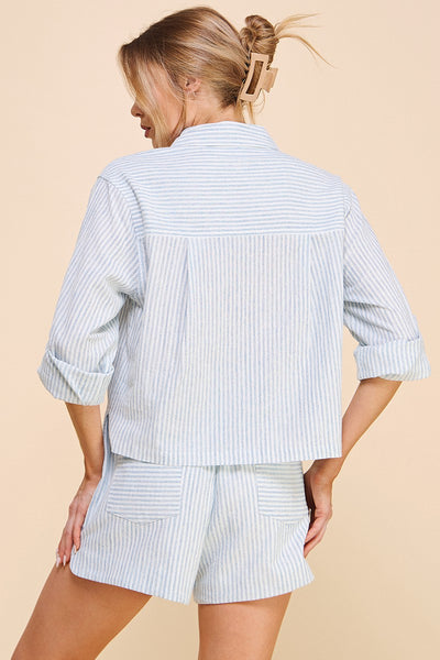 Striped Cotton/Linen Button Down