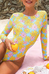 Yellow Daisy Floral Backless One Piece Swimsuit