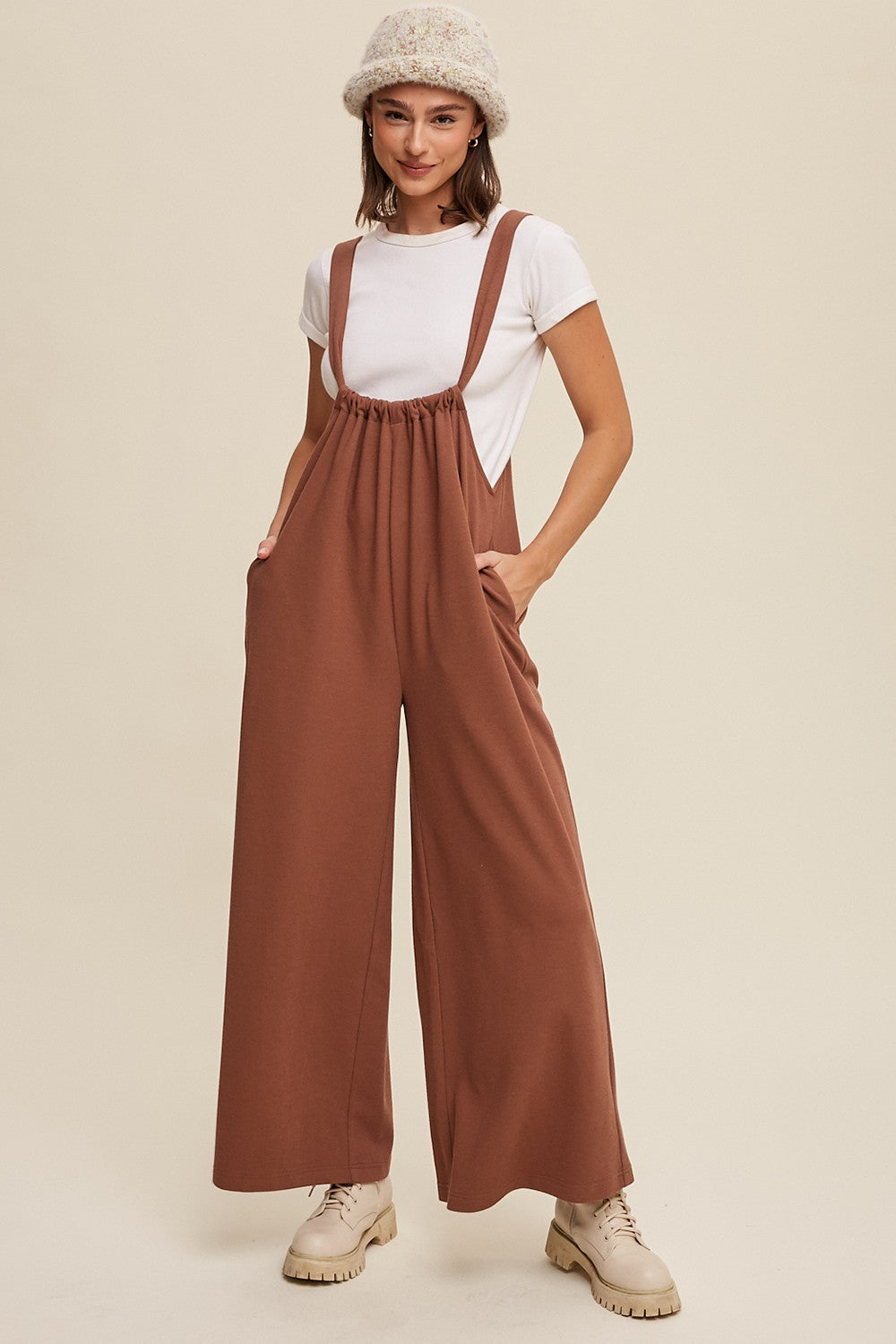 Drawstring Loose Fit Knit Jumpsuit
