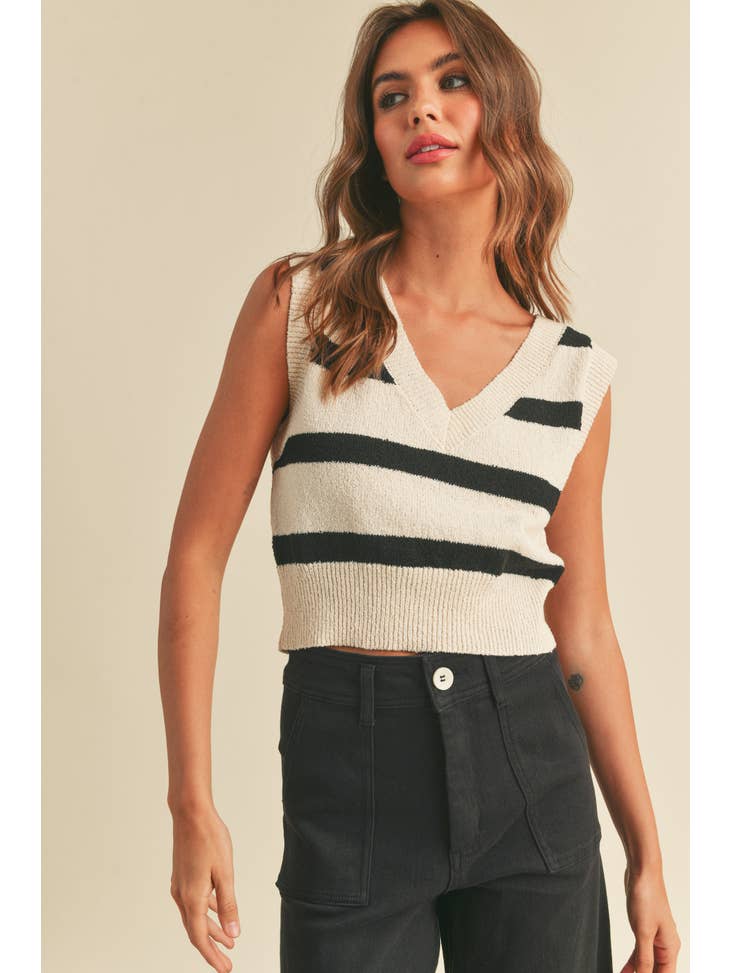 Striped Pattern Knitted Vest