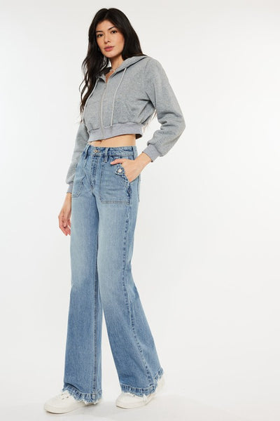 HIGH RISE WIDE FLARE JEANS-KC2572M