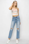 HIGH RISE ANKLE SLIM STRAIGHT JEANS