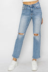 HIGH RISE ANKLE SLIM STRAIGHT JEANS