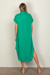 Oversized Solid Linen Woven Midi Dress (PLUS SIZED)