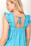 Ruffled Solid Linen Backless Mini Dress (PLUS SIZED)