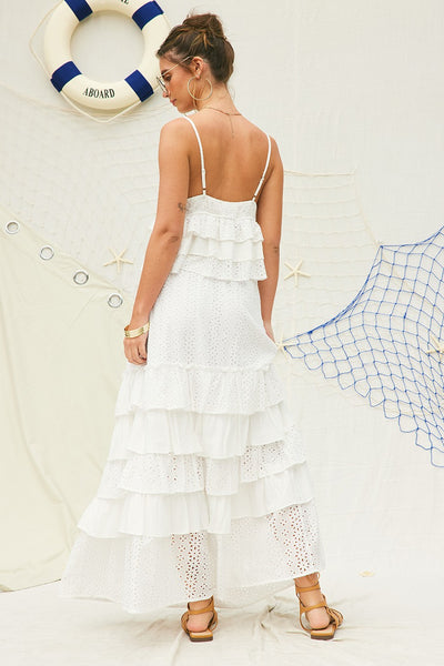 Eyelet Ruffle Maxi Skirt