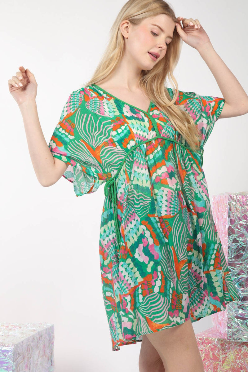PLUS SIZE Multi Color Printed Coverup Mini Dress