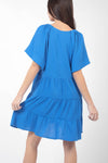 PLUS SIZE Solid Babydoll Tiered Flare Mini Dress