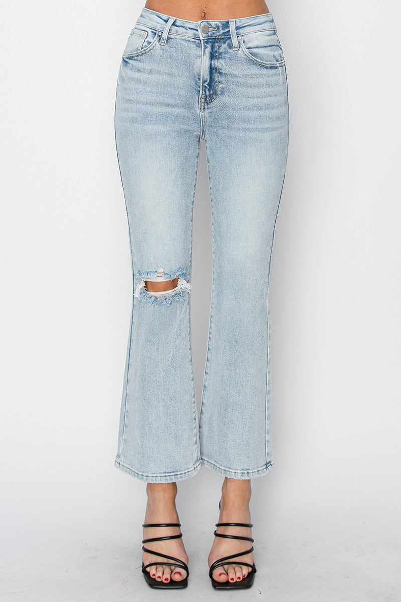 High Rise Crop Flare Jeans