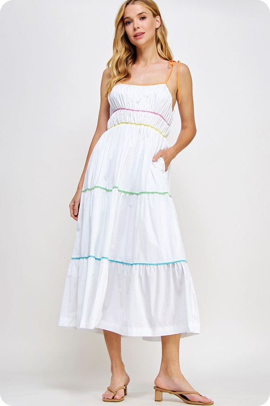 cotton stretch maxi dress MULTI CONTRAST MAXI DRESS