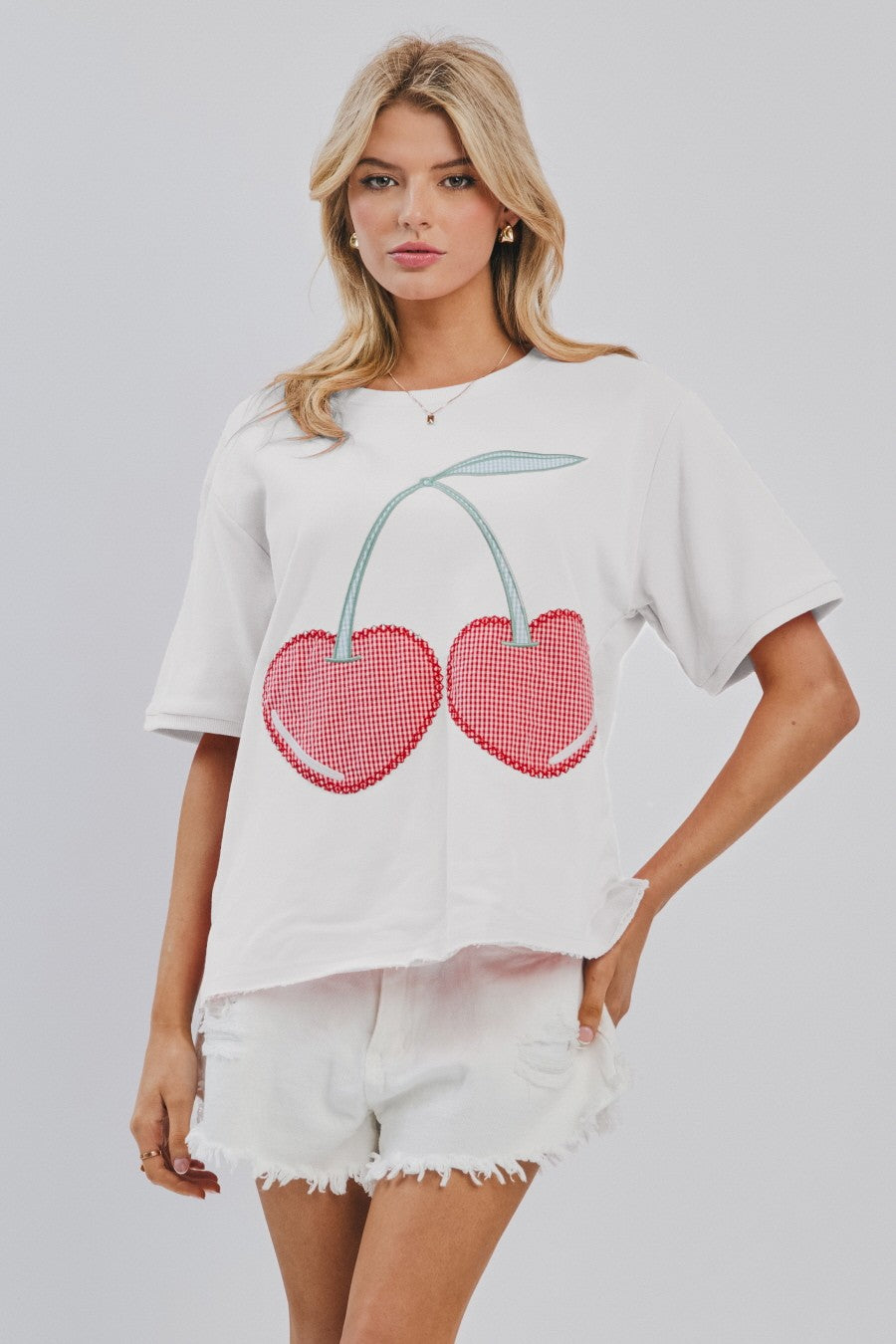 Cherry Patchwork Motif Sweatshirts