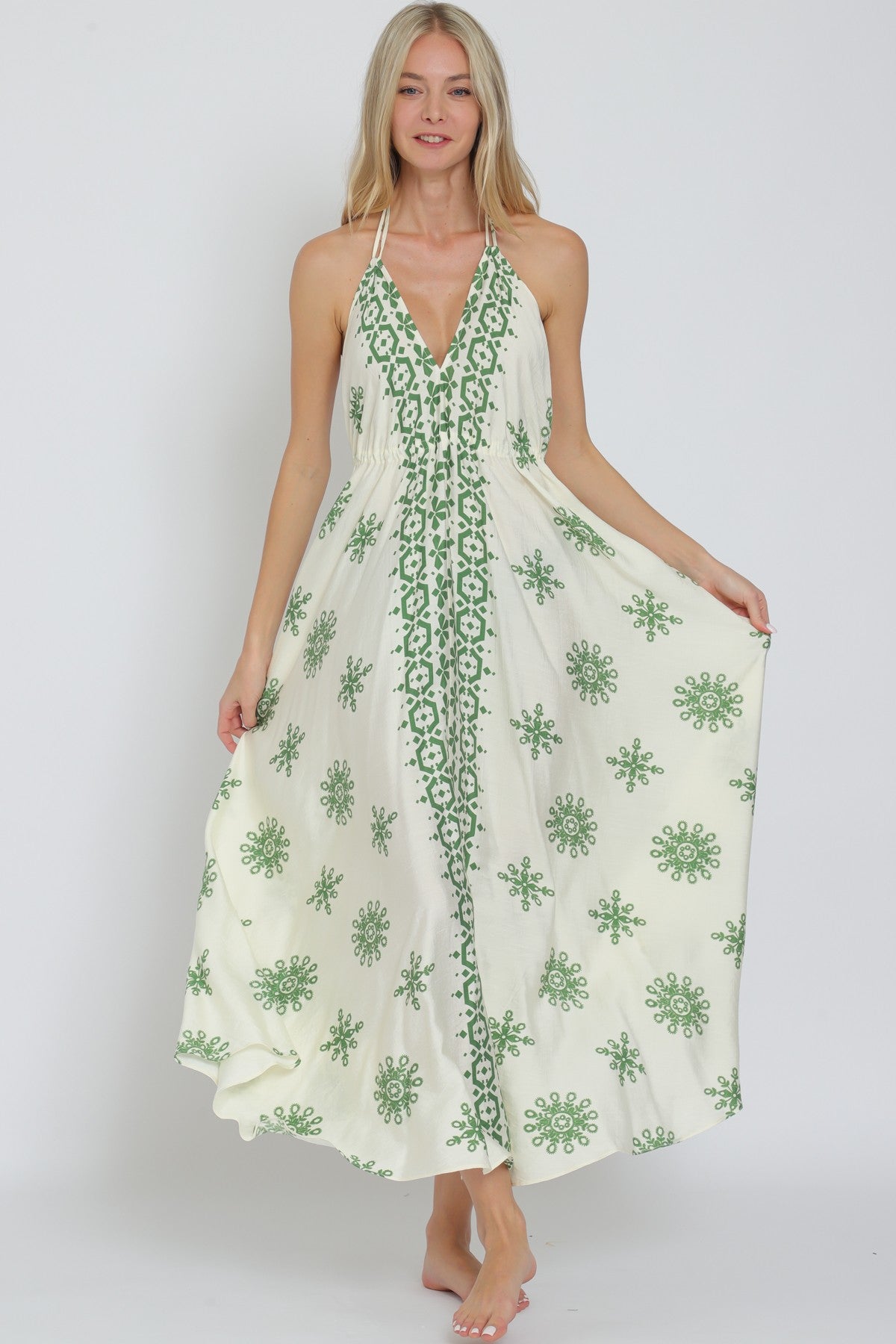 Halter Tie Back Chest Midi Dress