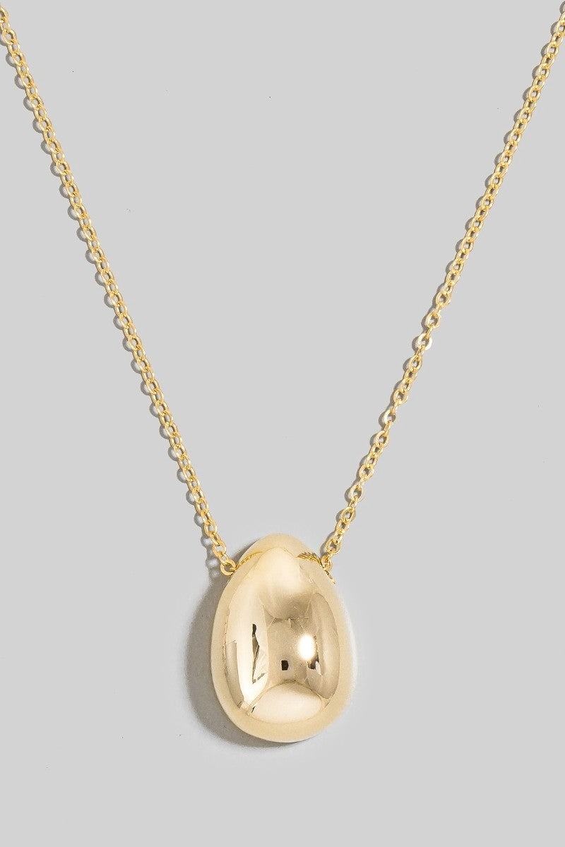 Metallic Tear Pendant Long Chain Necklace