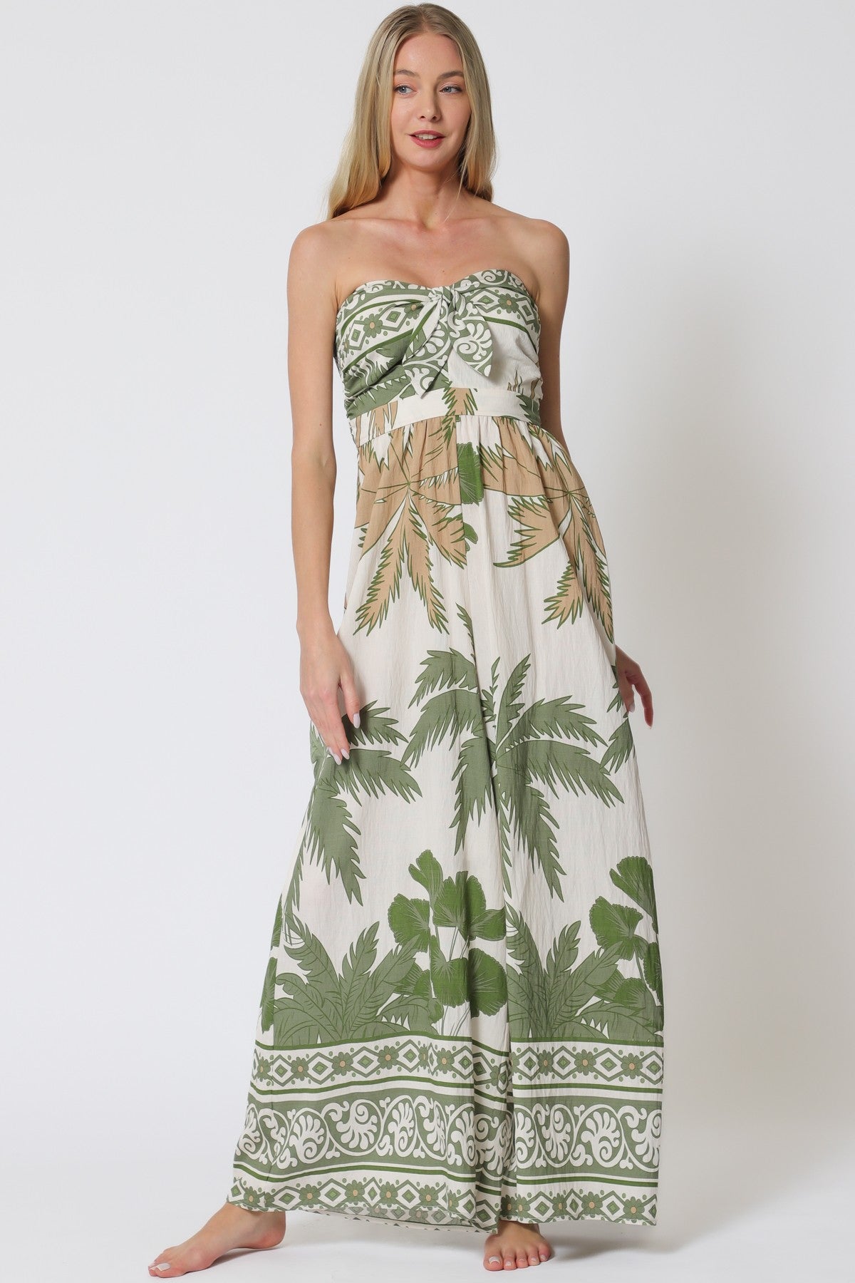 Tube Tie Front Chest Smcoked Back Jumpsuit