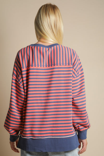 Stripe Comfy Casual Oversized Knit Top