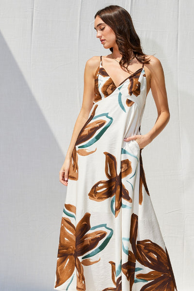 Printed Open Back Maxi Dress