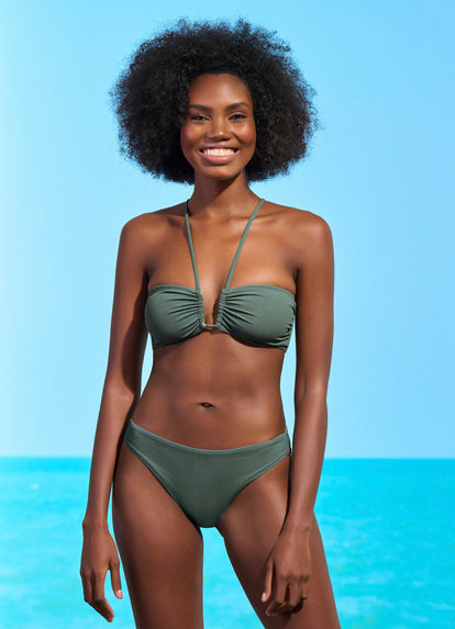 Crocodile Green Ursule V Wire Bandeau Bikini Top