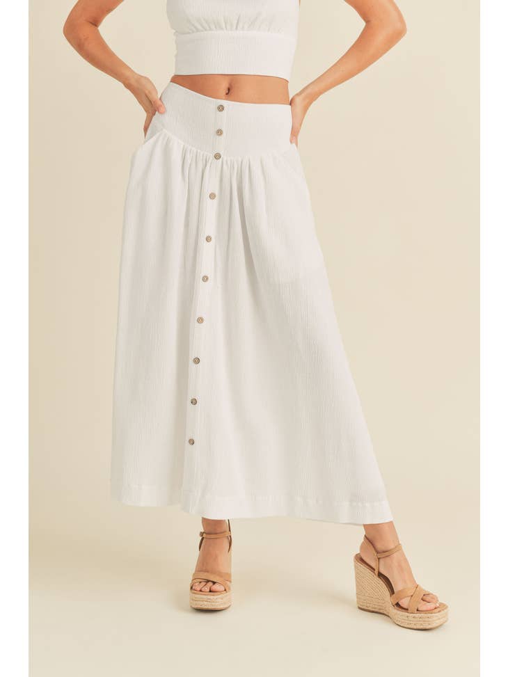 Cotton Linen Buttondown Maxi Skirt