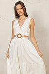 Cotton O Ring Cutout Midi Dress