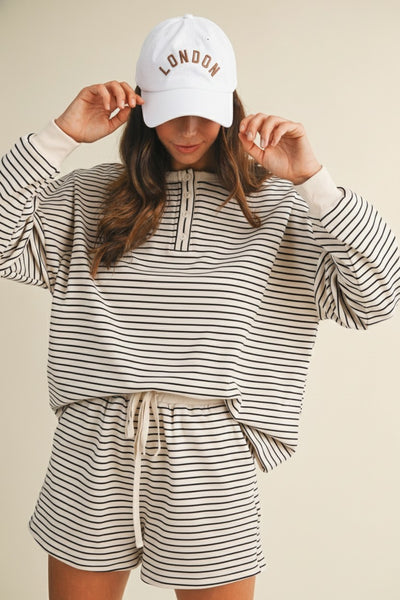 Soft Brushed Pin Stripe Knit Pullover