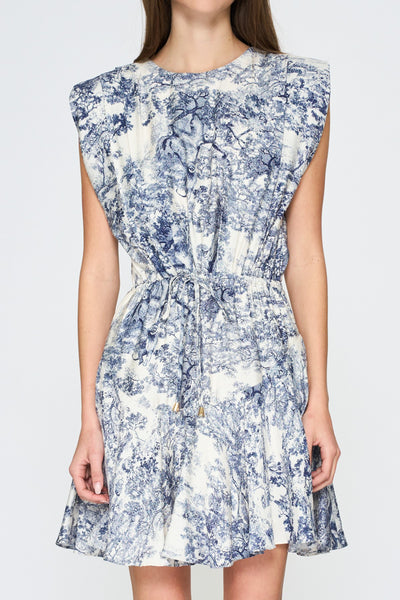Shoulder Pad Belted Mini Dress